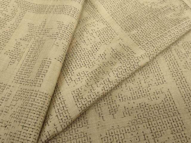 長閑やかさ屋御召しもの●結城紬 80亀甲 笹竹文 正絹 珠玉 DABF1219ud