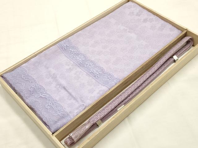平和屋本店●和装小物 帯締め・帯揚げセット 小花地紋 レース 平組 金糸 逸品 未使用 AABG0769ay
