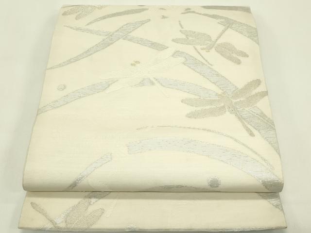 長閑やかさ屋お召しもの＊夏物 九寸開き名古屋帯 トンボ 露芝文 現ナマ糸 正絹 珠玉 CABH5831rv