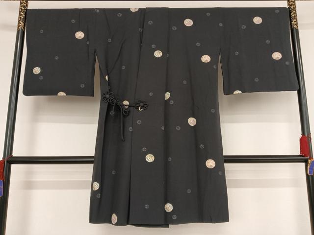 平和屋着物○道中着 雪輪 ほたる暈し 黒地 ロング丈 正絹 逸品 AAAY1546np