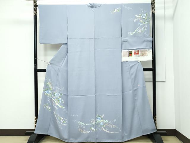 長閑やかさ屋中央局●御前上等 本加賀友禅文筆家 本弘実 短い訪問着 観光旅行 錫色地 証紙付き添い人 珠玉 CZAA5740s6