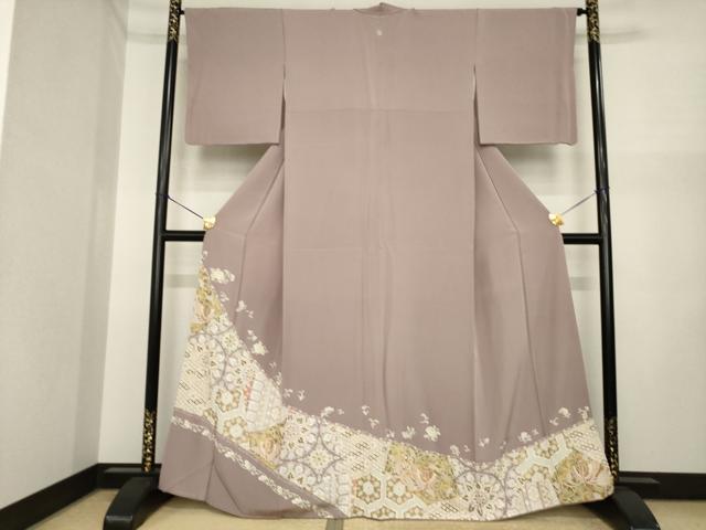 長閑やかさ屋御召しもの●晴れ晴れしい色留袖 駒刺しゅう 更紗花鳥文 金彩 正絹 珠玉 AABI7945ck