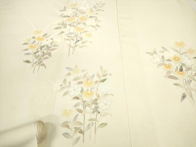 長閑やかさ屋御召しもの＊夏物 付下げ 布切れ 着尺 駒絽 顕花植物文 珠玉 未当てはめる DABD8609zzz