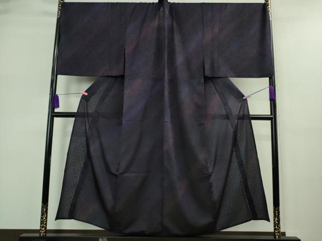 長閑やかさ屋御召しもの■より良い 夏物 成人男性 小紋 キングサイズ 紋紗 花コネクター 深紫色地 暈し染め 珠玉 DZAA9192kh5