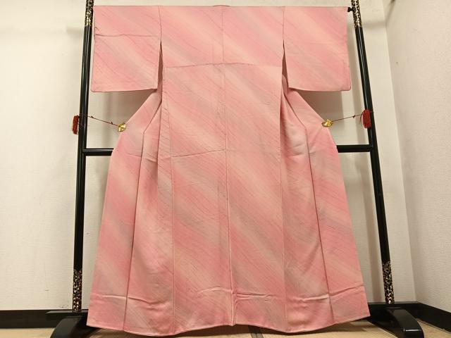 平和屋着物●上質な小紋　斜縞　暈し染め　正絹　逸品　AABI4909ph｜平和屋
