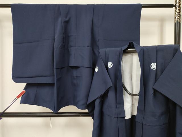 長閑やかさ屋御召しもの[]七五三 御坊っちゃん 祝着・羽織仕掛ける 夜夜中青み色 洗える御召しもの DAAY3147ma