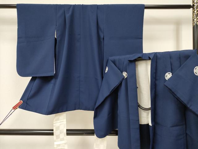 平和屋着物[]七五三　男の子　祝着・羽織セット　留紺色　洗える着物　DAAY3149ma｜平和屋