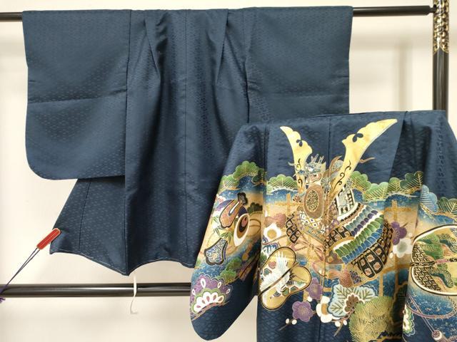 平和屋着物[]七五三　男の子　祝着・羽織セット　龍　兜　飛鶴松文　暈し染め　金彩　洗える着物　DAAY3151ma｜平和屋 20,930円