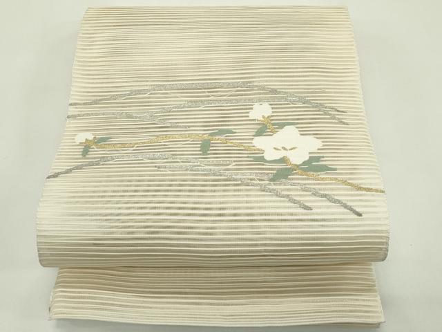 長閑やかさ屋お召しもの＊夏物 八寸名古屋帯 絽綴れ 枝花文 現ナマ糸 正絹 珠玉 未当て嵌める CABH5836rv