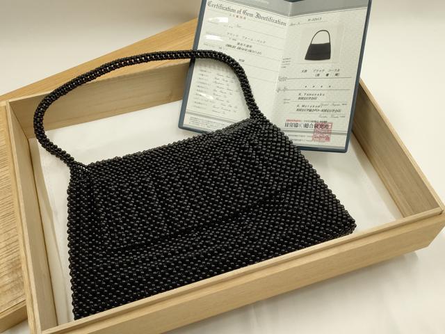 平和屋着物●和装小物　和装バッグ　黒珊瑚　ブラックコーラル　ハンドバッグ　鑑別書付き　逸品　AABG0741ay｜平和屋