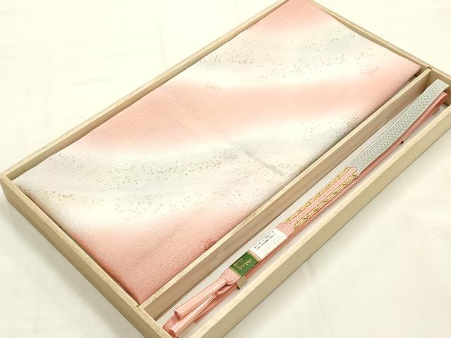 平和屋本店●和装小物 帯締め・帯揚げセット 変わり高麗組 霞文 暈し染め 三分金糸 金彩 逸品 未使用 AABG0772ay