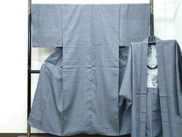 長閑やかさ屋お召しもの●御前上等 成人男性 紬 合奏団 色無地 錫色 珠玉 CZAA5607s6