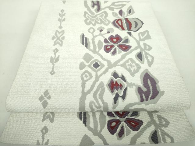 長閑やかさ屋お召しもの●八寸名古屋帯 顕花植物抜け道 正絹 珠玉 DABE5626ps