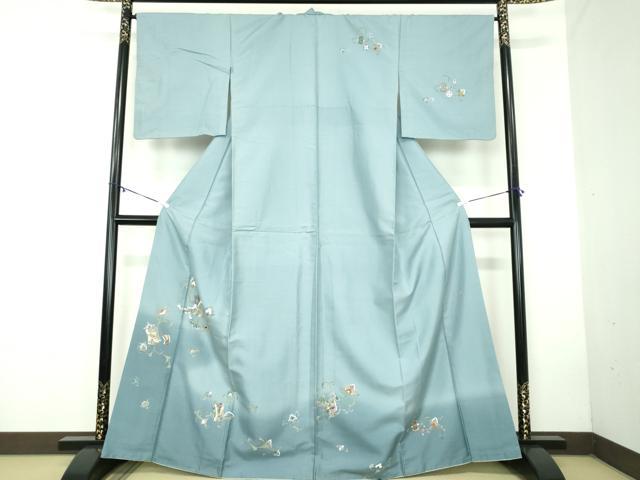 長閑やかさ屋お召しもの●発祥地染大島紬 短い訪問着 文筆家物 宝尽くし 更紗花文 暈し染め 金彩 正絹 珠玉 DABB4564ps