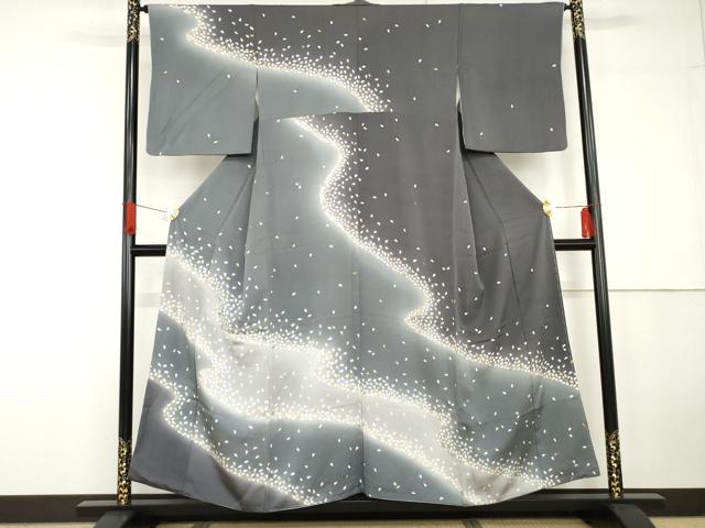 平和屋着物●訪問着　流水舞花文　暈し染め　金彩　正絹　逸品　AABG5411cs｜平和屋