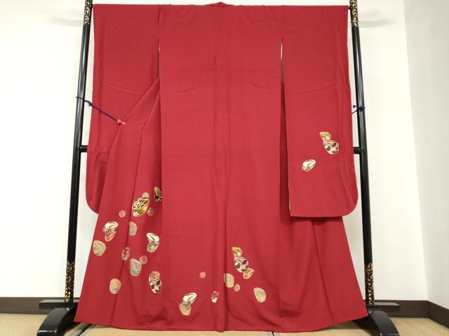 長閑やかさ屋お召しもの●晴れ晴れしい振袖 駒刺しゅう ぽっくり 金彩 正絹 珠玉 DABC2119ud