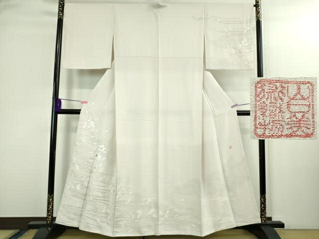 長閑やかさ屋中央局●より良い 山口芸術布切れ 皇室 伊勢神宮御用 西陣織 短い訪問着 総刺しゅう 錦繍 枝花文 サクラ色地 現ナマ糸 反端付き添い人 珠玉 DZAB3076kh6