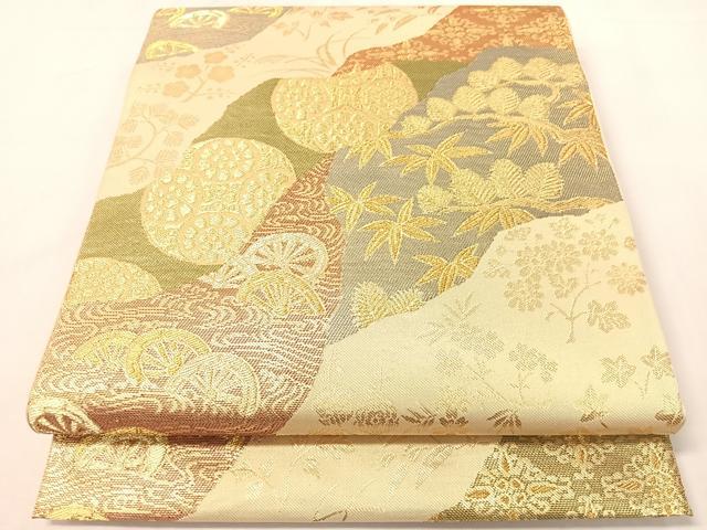 平和屋着物●西陣　川島織物　六通柄　本袋帯　道長吉祥文　金糸　正絹　逸品　CABI4334vp｜平和屋