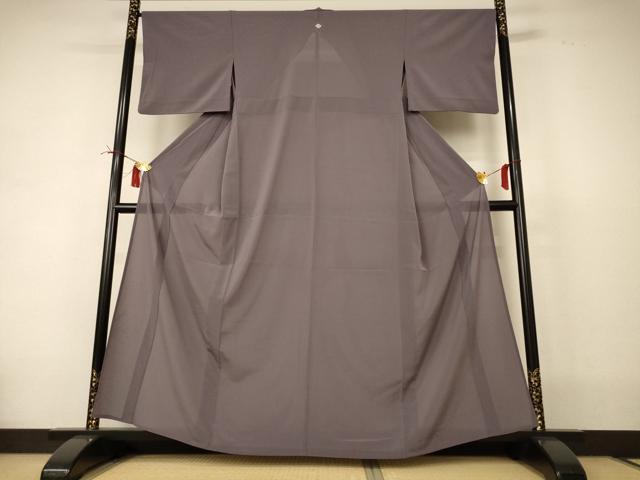 長閑やかさ屋御召しもの＊夏物 洗える最御前上等御召しもの ＜英＞はなぶさ謹製 色無地 絽縮緬 鳩羽鼠色 洗える御召しもの AABI4693jd