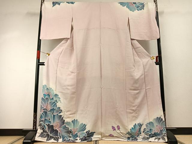 平和屋着物●訪問着　作家物　草花文　暈し染め　金彩　やまと金ラベル　ロング丈　正絹　逸品　AABJ4186fy｜平和屋