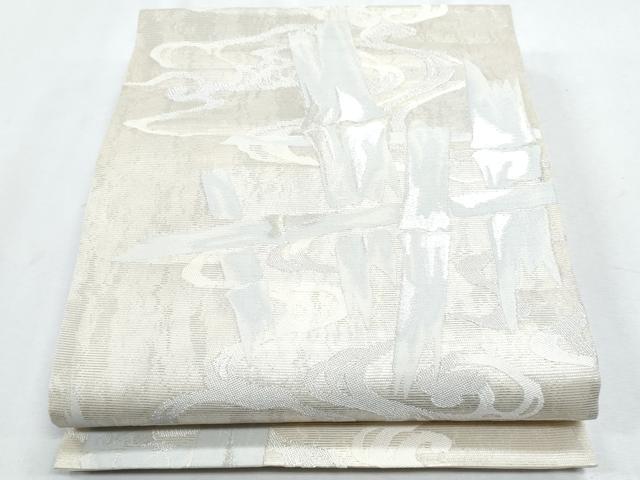 長閑やかさ屋お召しもの＊夏物 六通柄袋帯 水筋竹文 銀糸 正絹 珠玉 未当て嵌める CABH8140fb