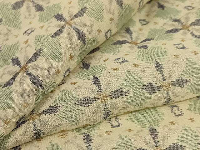 長閑やかさ屋お召しもの＊夏物 小千谷ちぢみ 幾何学学文 麻 珠玉 AABJ3396jd