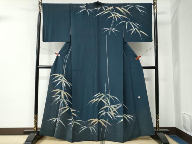 長閑やかさ屋御召しもの●日本芸術会正会員 日本の首都友禅 塩沢照彦 短い訪問着 笹竹文 正絹 珠玉 CABC7082yc