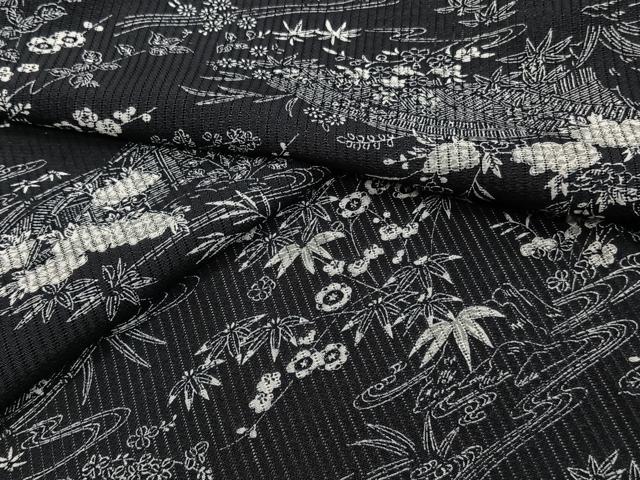 長閑やかさ屋御召しもの＊夏物 小紋 縦絽 籬水流花文 ロング丈 正絹 珠玉 CABG7175xi