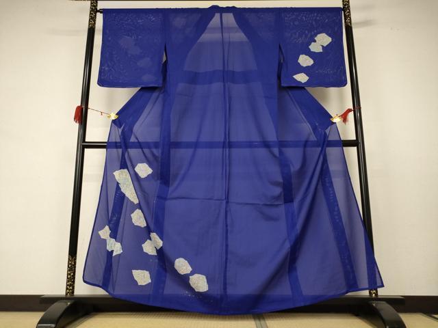 長閑やかさ屋御召しもの＊夏物 短い訪問着 絽 被子植物文 金彩 洗える御召しもの 未当て嵌める AABC9919jd