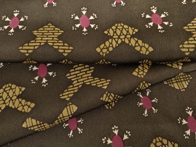 平和屋着物●上質な小紋 型染め 幾何学花文 正絹 逸品 AABH3782cs|平和屋