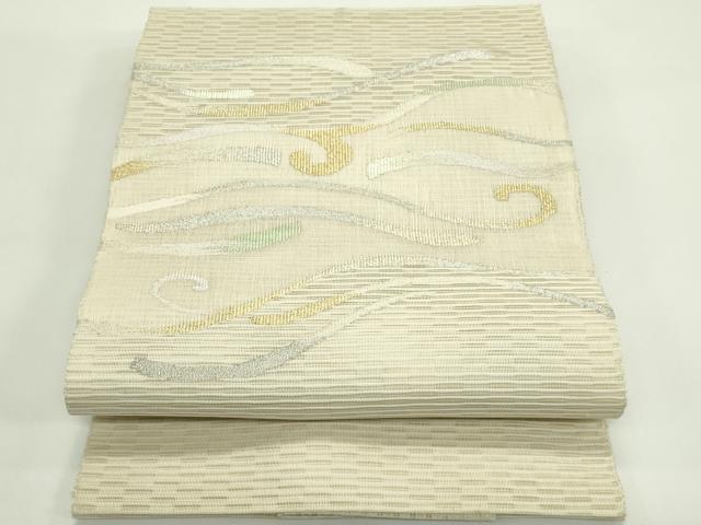 長閑やかさ屋お召しもの＊夏物 八寸名古屋帯 絽綴れ 霞文 現ナマ糸 正絹 珠玉 CABH5852rv