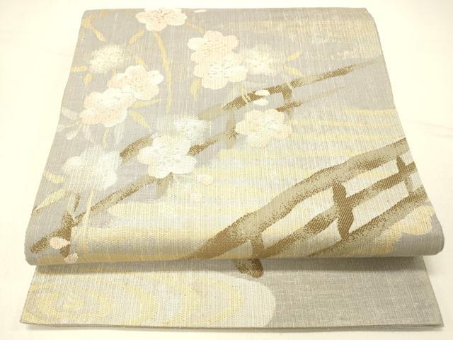 長閑やかさ屋御召しもの＊夏物 膜鳴楽器柄袋帯 水流渡橋枝桜 現ナマ糸 正絹 珠玉 DABC8996糎