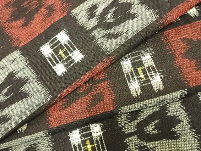 平和屋着物●久留米絣　単衣　抽象文様　綿　逸品　DABB0966ud 平和屋着物○久留米絣 単衣 綿 伝統藍工芸絣 絣文 反端付き 逸品