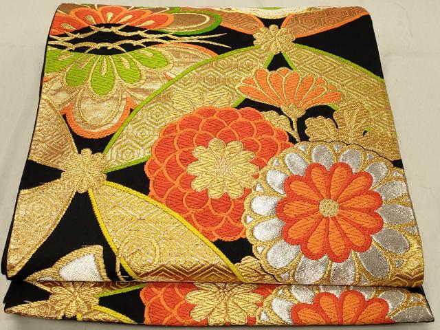 楽天市場】平和屋着物◎六通柄袋帯 唐織 舞蝶花唐草文 黒地 金銀糸