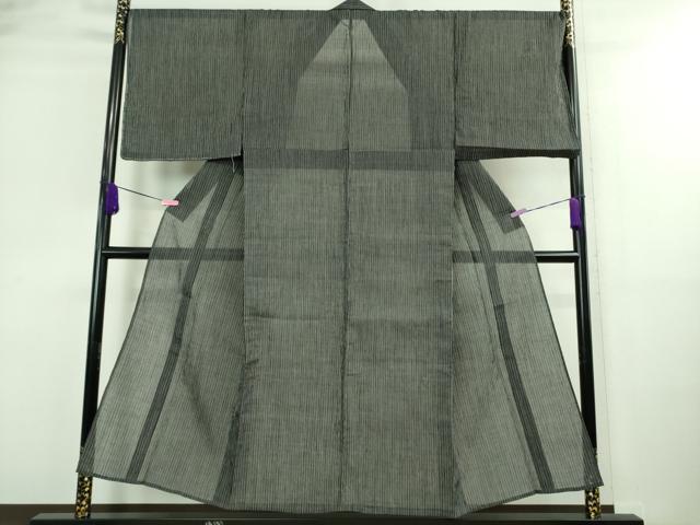 長閑やかさ屋御召しもの■より良い 夏物 成人男性 発祥地小千谷ちぢみ 麻麻縞 黒地 珠玉 未当てはめる DZAA9442kh5