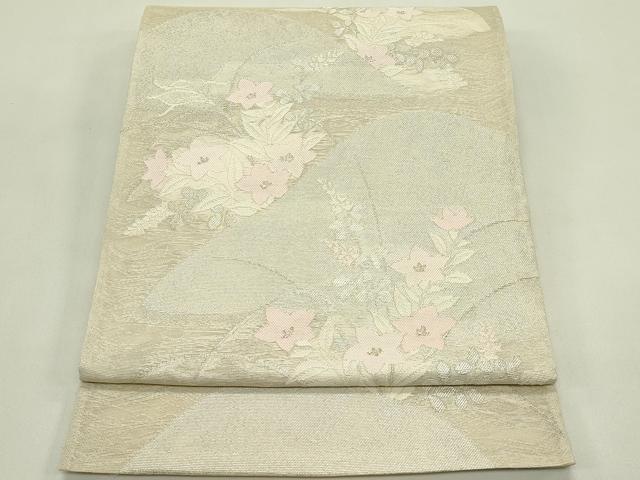 長閑やかさ屋御召しもの＊夏物 六通柄袋帯 遠山秋草文 現ナマ糸 正絹 珠玉 CABH5953rv