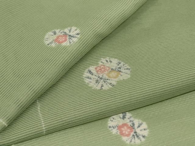長閑やかさ屋御召しもの＊夏物 小紋 絽 被子植物文 洗える御召しもの AABH3194jd