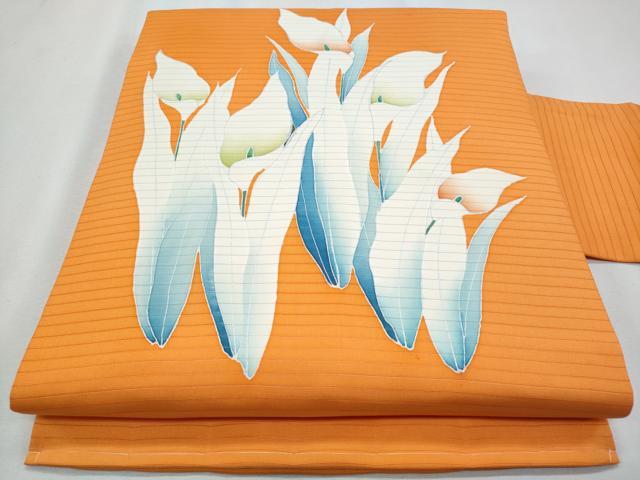 長閑やかさ屋お召しもの＊夏物 塩瀬 九寸名古屋帯 顕花植物文 銀彩 正絹 珠玉 CABH8094fb