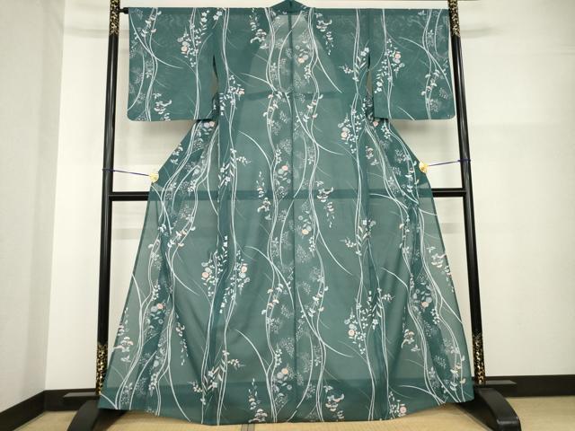 長閑やかさ屋御召しもの＊夏物 小紋 絽 被子植物抜け道 洗える御召しもの AABH2127ck