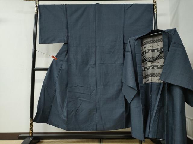 平和屋着物●男性　本場大島紬　アンサンブル　格子　正絹　逸品　CABB4386yc｜平和屋