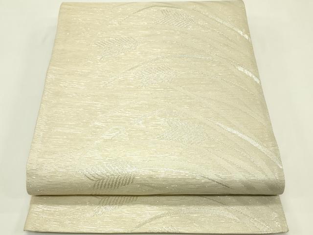 長閑やかさ屋御召しもの＊夏物 六通柄袋帯 植物文 銀糸 正絹 珠玉 CABH5979rv