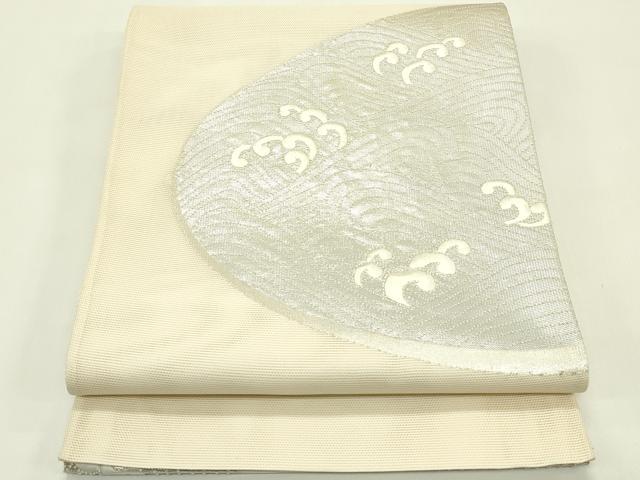 長閑やかさ屋御召しもの＊夏物 膜鳴楽器柄袋帯 中国三大刺しゅう 相良刺しゅう 立波文 銀糸 正絹 珠玉 CABI5217rv