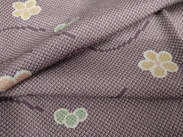 平和屋着物▽上質な小紋 単衣 芝梅文 正絹 逸品 AABI7307cs|平和屋