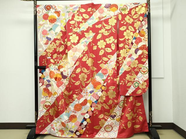 長閑やかさ屋中央局●御前上等 打ち立てる460年・千總 振袖 駒刺しゅう 顕花植物文 金彩 珠玉 未当て嵌める CZAA5556s6