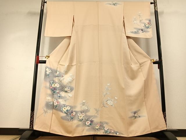 長閑やかさ屋御召しもの●短い訪問着 友禅 被子植物文 暈し染め 正絹 珠玉 未当て嵌める AABH4837fy