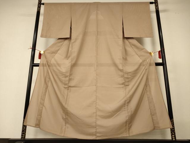 長閑やかさ屋御召しもの＊夏物 色無地 絽 うす茶色色 正絹 珠玉 AABI4741jd