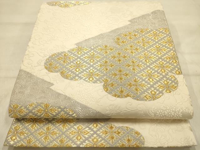 長閑やかさ屋お召しもの●六通柄袋帯 唐織 雲取花菱文 現ナマ糸 正絹 珠玉 AABJ2135sx