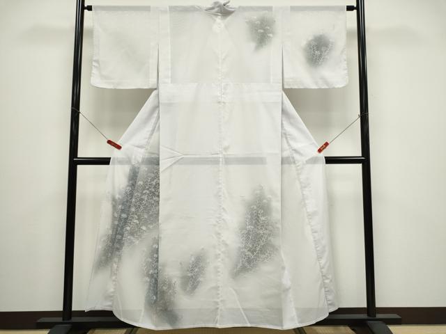 長閑やかさ屋御召しもの＊夏物 短い訪問着 絽 墨付き 枝花文 暈し染め 洗える御召しもの CABG2376ze