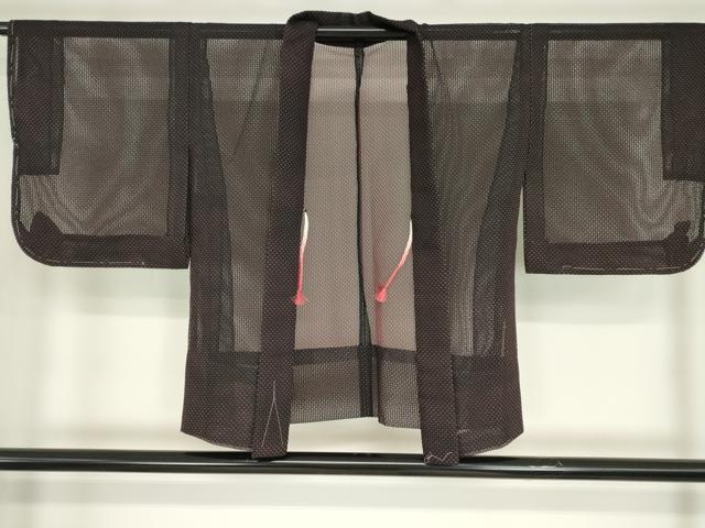 平和屋着物▽羽織　スリーシーズン　春夏秋　塵除け　網目文　黒地　正絹　逸品　DABE4128az｜平和屋