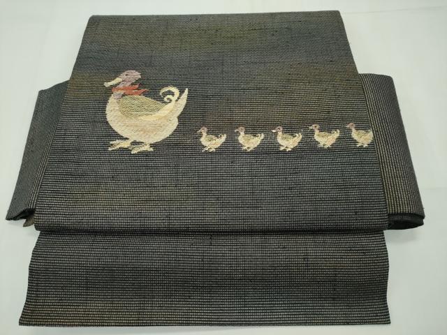 平和屋本店□極上 つけ帯 紬地 枝垂れ桜 金彩 丁子色 逸品 DZAA5800kh5